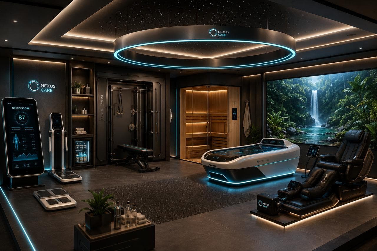 Nexus Wellness Chamber floor plan with numbered stations